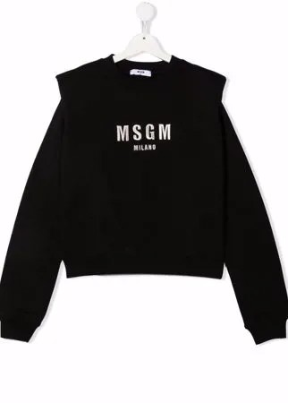 MSGM Kids толстовка с вышитым логотипом