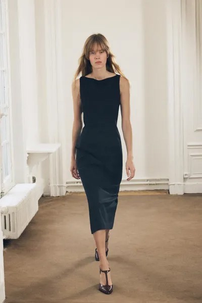 Миди-платье без рукавов ZARA, черный