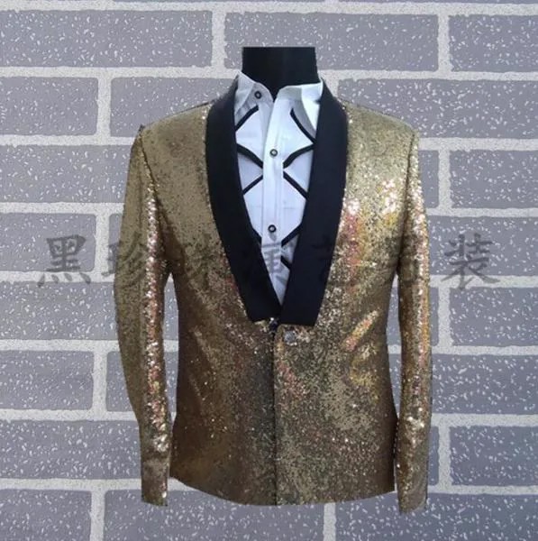 Золотые мужские костюмы, дизайнерские мужские персонализированные Сценические костюмы для певиц, мужской блейзер с блестками, танцевальная одежда, куртка, стильное платье, рок