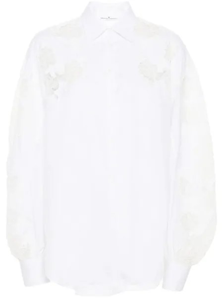 Ermanno Scervino рубашка с цветочной аппликацией, белый