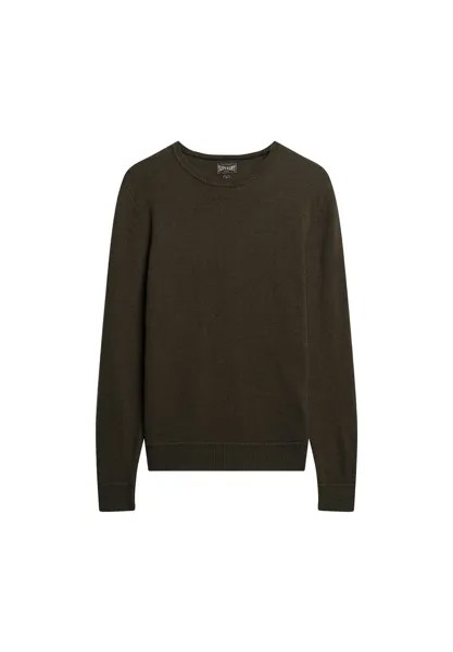 Мужской вязаный свитер - ESSENTIAL SLIM FIT CREW JUMPER, пуловер, круглый вырез, однотонный Superdry., зеленый