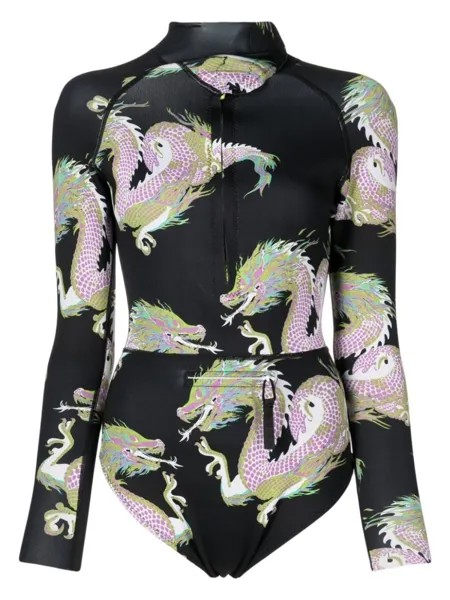 Cynthia Rowley гидрокостюм Dragon с графичным принтом, черный