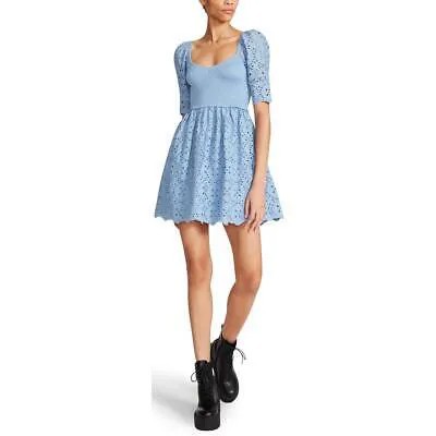 Женское хлопковое мини-платье Betsey Johnson с короткими пышными рукавами BHFO 1071
