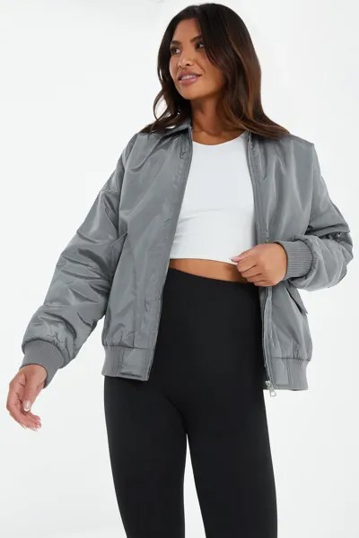 Серая куртка-бомбер оверсайз QUIZ Clothing
