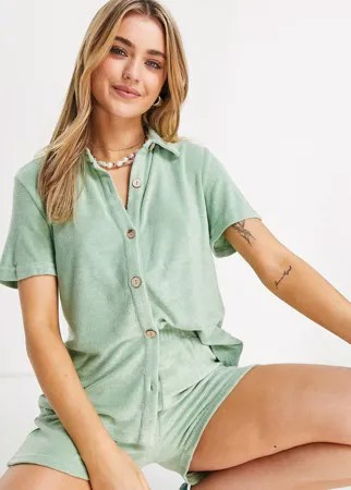 Голубая махровая рубашка от комплекта Urban Threads-Голубой