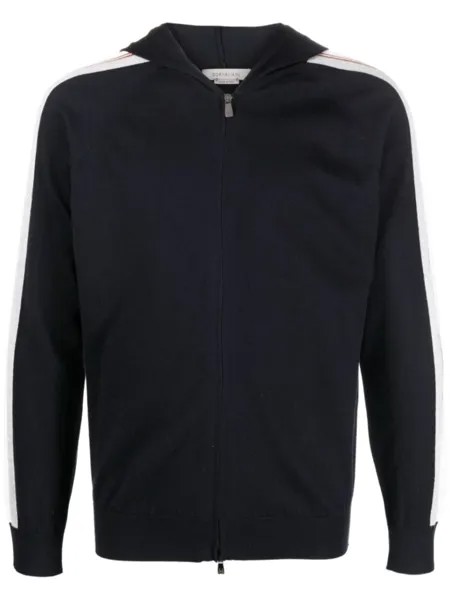 Corneliani худи на молнии с полосками, синий