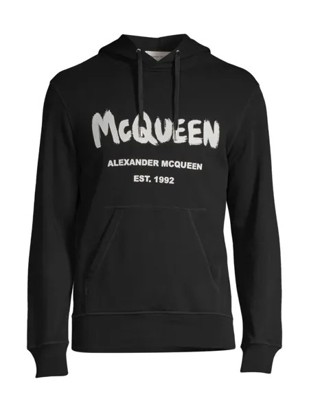 Худи с логотипом и принтом граффити Alexander McQueen, черный