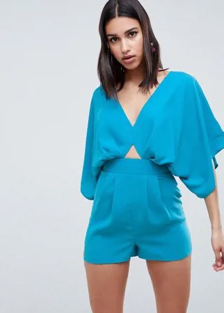Ромпер с рукавами-кимоно и вырезом ASOS DESIGN-Синий