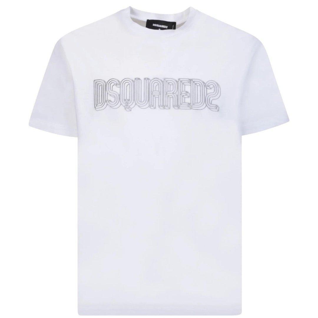 Белая футболка с логотипом бренда Cool Fit Dsquared2, белый