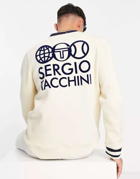 Свитшот Sergio Tacchini с принтом на спине цвета экрю