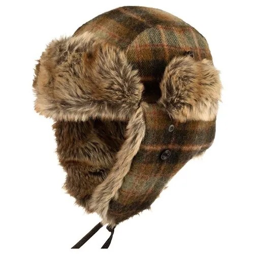 Шапка ушанка STETSON арт. 9290303 BOMBER CAP LAMBSWOOL CHECK (коричневый), Размер:59