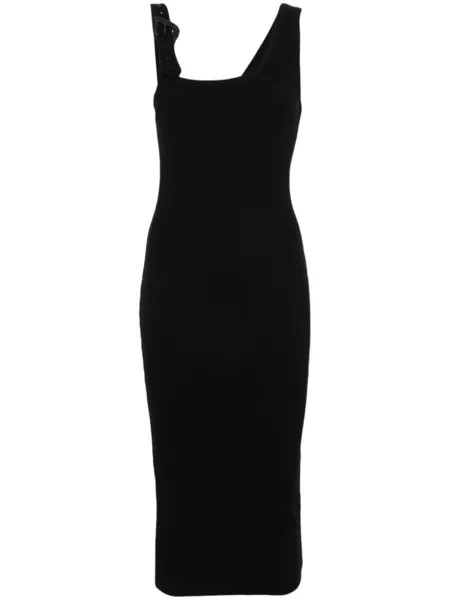 Versace Jeans Couture платье миди с пряжкой Baroque Buckle, черный
