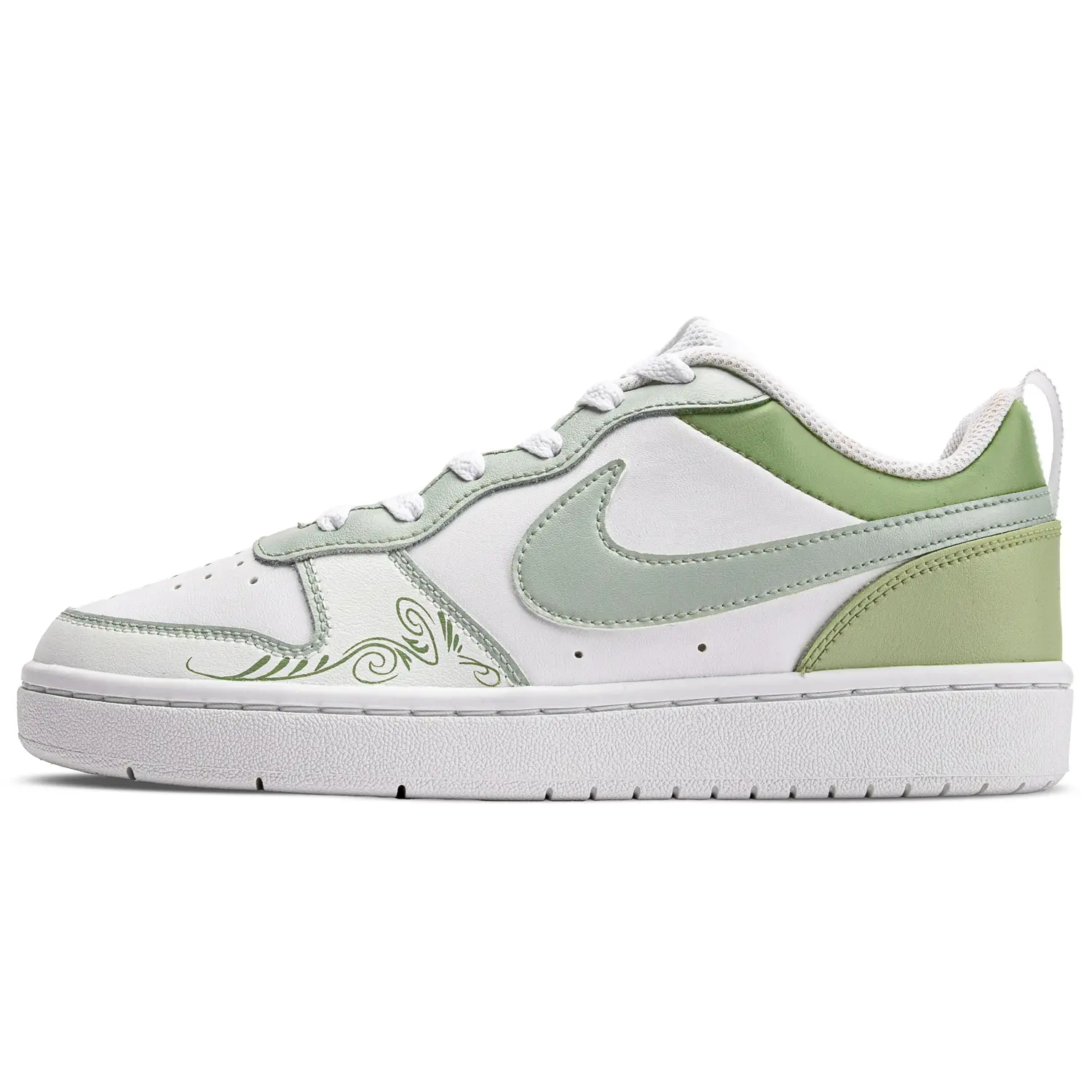 Кроссовки Nike Court Borough Skateboarding Shoes Women's Low-top Green/White, зеленый