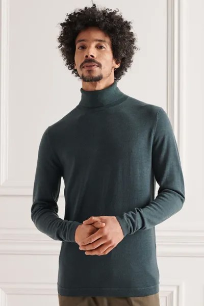 Водолазка из шерсти мериноса Superdry, зеленый
