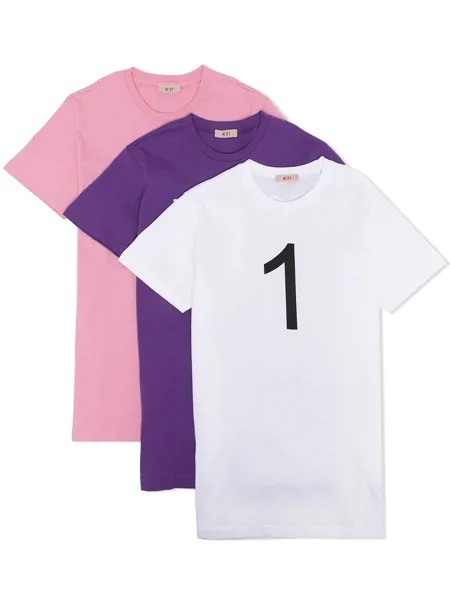Nº21 Kids TEEN three-pack logo-print T-shirt