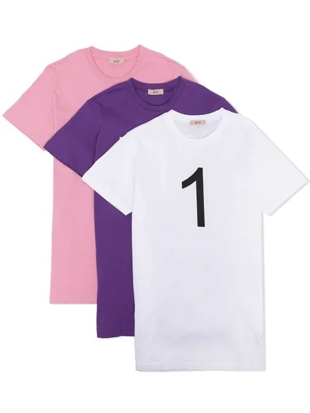 Nº21 Kids TEEN three-pack logo-print T-shirt