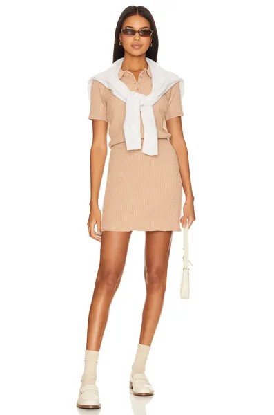 Платье WeWoreWhat Cable Knit Polo, бежевый