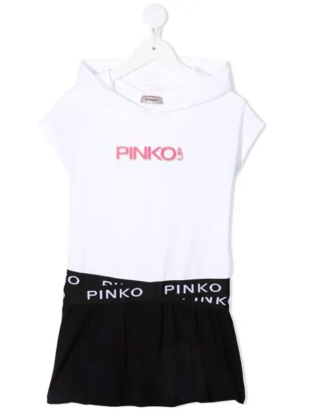 Pinko Kids платье в стиле колор-блок с логотипом