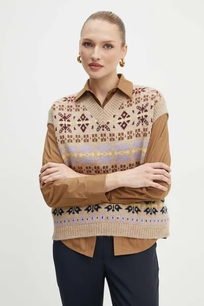 Шерстяной жилет Weekend Max Mara, коричневый