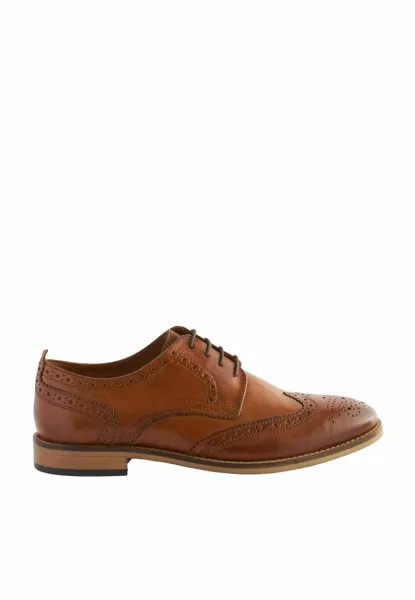 Деловые туфли на шнуровке CONTRAST BROGUE Next, цвет tan brown