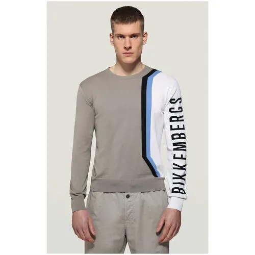 Пуловер для мужчин, BIKKEMBERGS, модель: CS29G10X1471A89, цвет: серый, размер: L