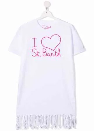 Mc2 Saint Barth Kids платье с бахромой и логотипом