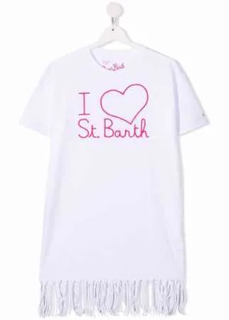 Mc2 Saint Barth Kids платье с бахромой и логотипом