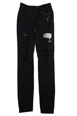 Черные джинсы скинни со средней посадкой Vanilla Star Juniors с вышивкой 0