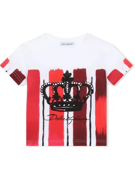 Dolce & Gabbana Kids футболка в полоску с логотипом