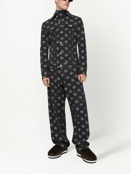 Dolce & Gabbana широкие джинсы с логотипом, черный