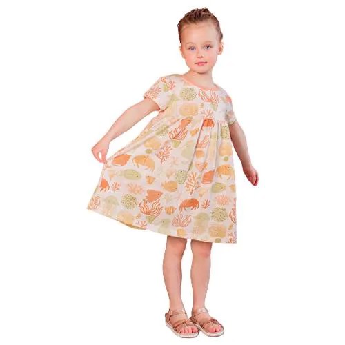 Платье Paprika, размер 104, оранжевый, бежевый