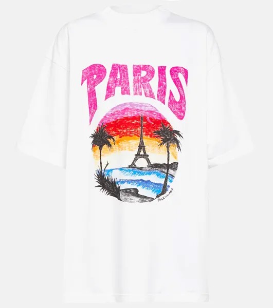 Футболка из хлопкового джерси tropical paris Balenciaga, белый