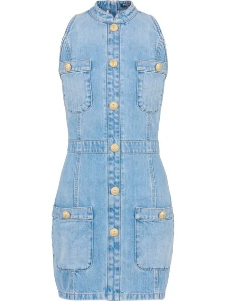 Balmain джинсовое платье мини, синий