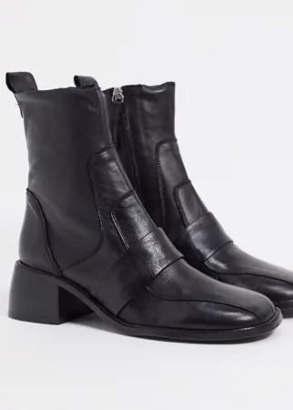 Черные кожаные ботинки ASOS DESIGN-Черный цвет