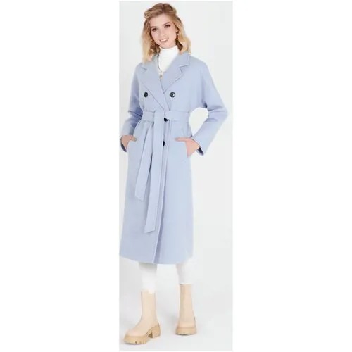 Пальто  Fidan демисезонное, шерсть, силуэт прямой, средней длины, размер 42, голубой