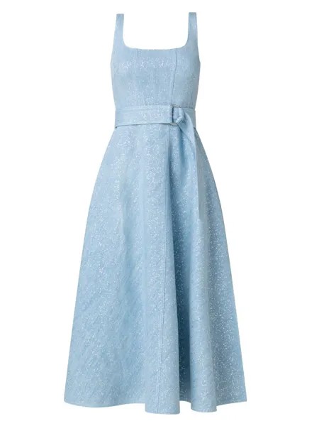 Джинсовое корсетное платье с крапинкой Akris punto, синий