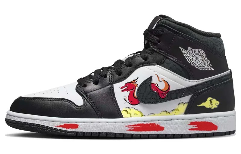 Кроссовки Air Jordan 1 Vintage Basketball Shoes Men Mid-top Black/white, черный