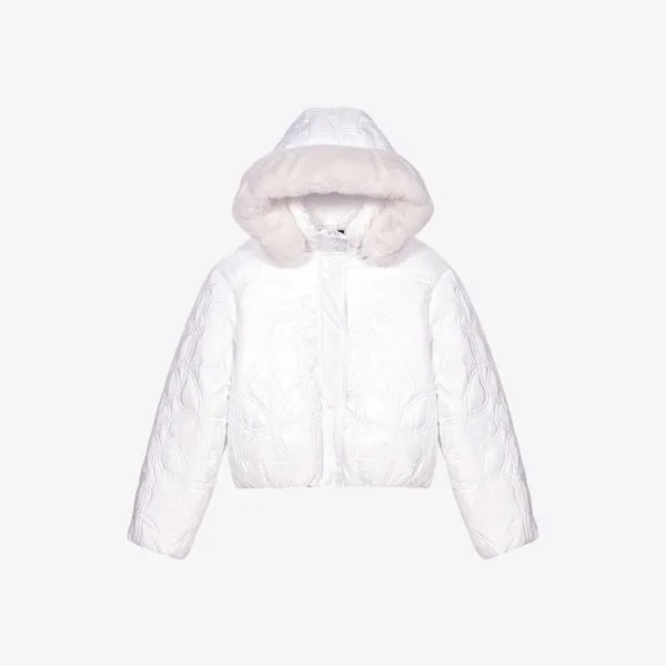 Стеганое пальто-ракушка с вышитым логотипом Maje, цвет blanc