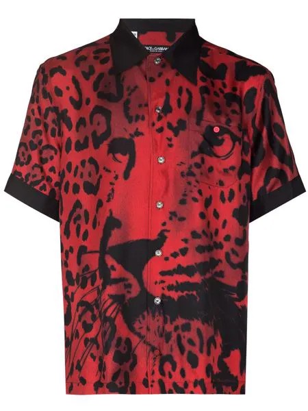 Dolce & Gabbana шелковая рубашка с леопардовым принтом