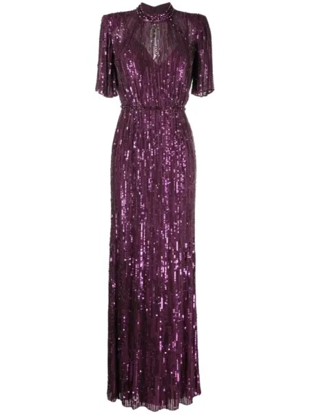 Jenny Packham вечернее платье Viola с пайетками, фиолетовый