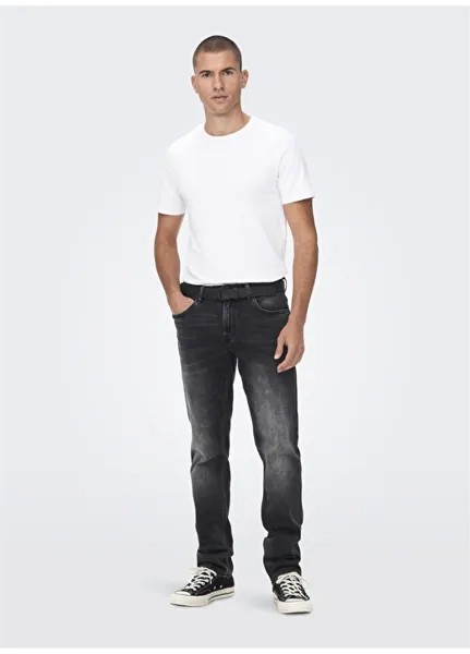 Серые мужские джинсовые брюки с нормальной талией Only & Sons