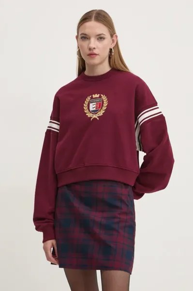 Хлопковая толстовка Tommy Jeans, бордовый