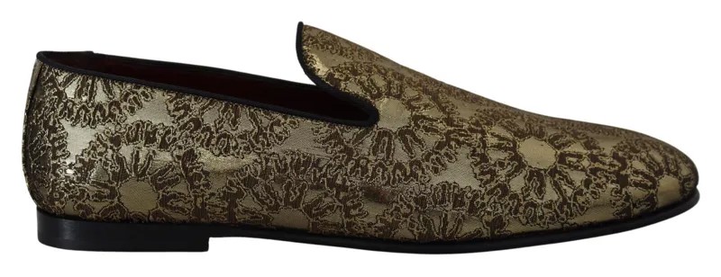 DOLCE -amp; GABBANA Обувь Лоферы Золотые жаккардовые мужские туфли на плоской подошве EU39 / US6 RRP $ 900