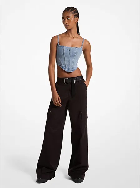 Брюки Michael Kors Stretch Organic Cotton Wide-Leg Cargo, черный