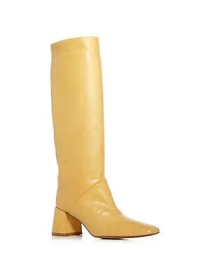 MIISTA Женские бежевые стеганые кожаные сапоги Finola с квадратным носком на блочном каблуке 41