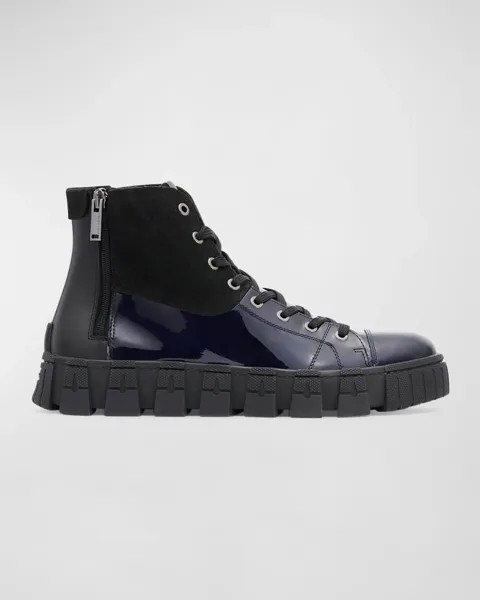 Мужские высокие кеды из лакированной и замшевой ткани на молнии Karl Lagerfeld Paris, цвет Black