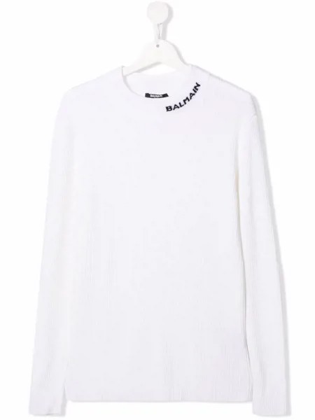 Balmain Kids трикотажный топ с логотипом