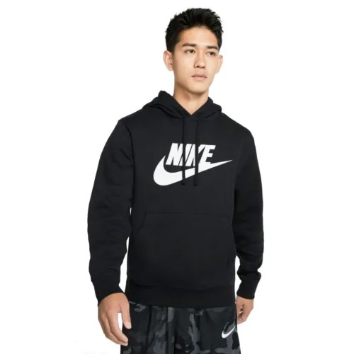 Мужская толстовка с капюшоном Nike Sportswear Black/White из флиса с графическим принтом (BV2973 010) -