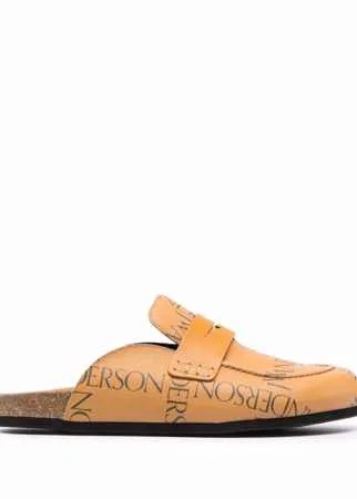 JW Anderson logo print backless loafers