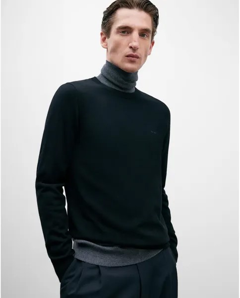 Мужской свитер с круглым вырезом из 100% шерсти Adolfo Dominguez, черный